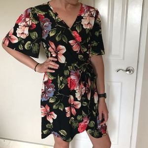 Floral faux wrap dress